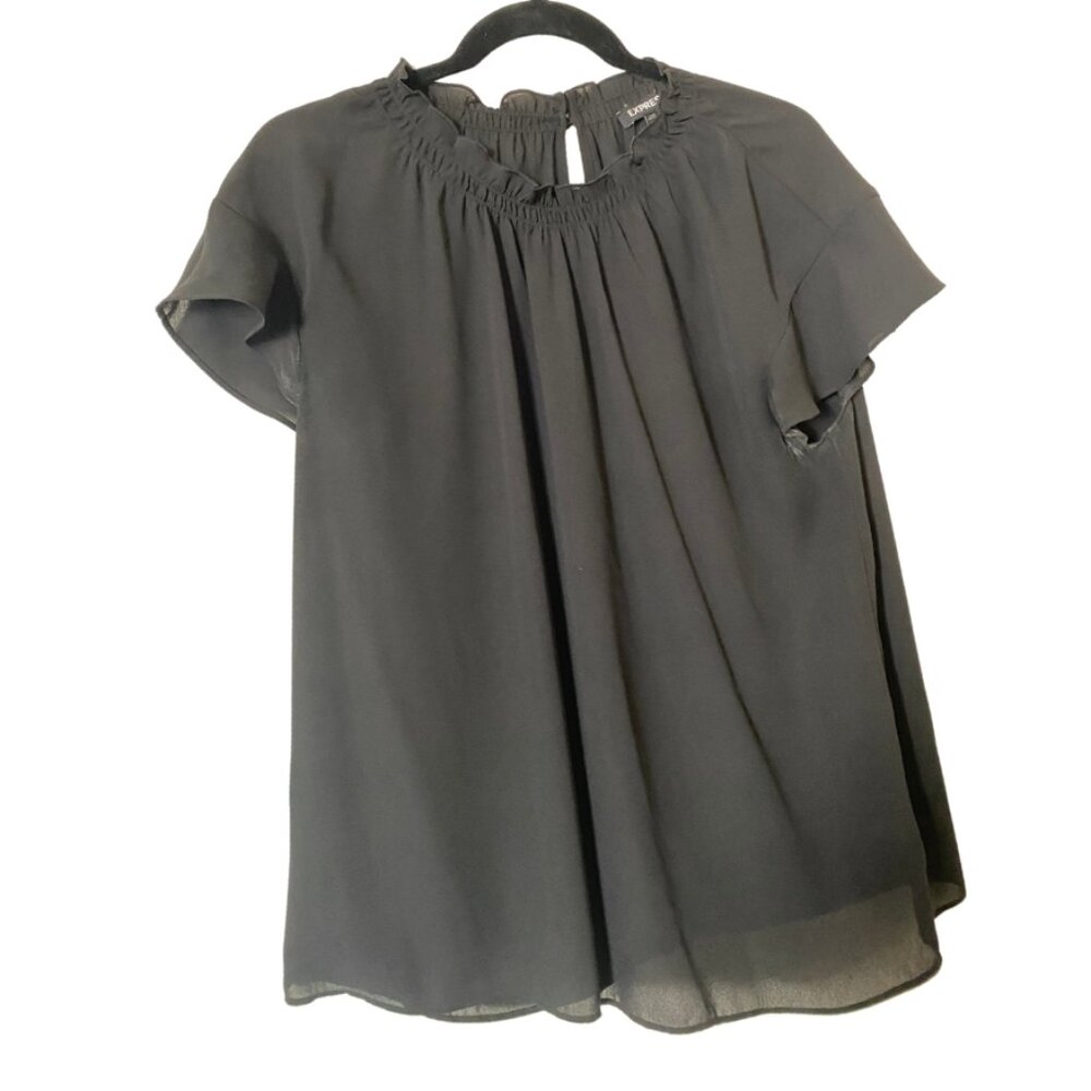 Black Chiffon Express Top - Size L